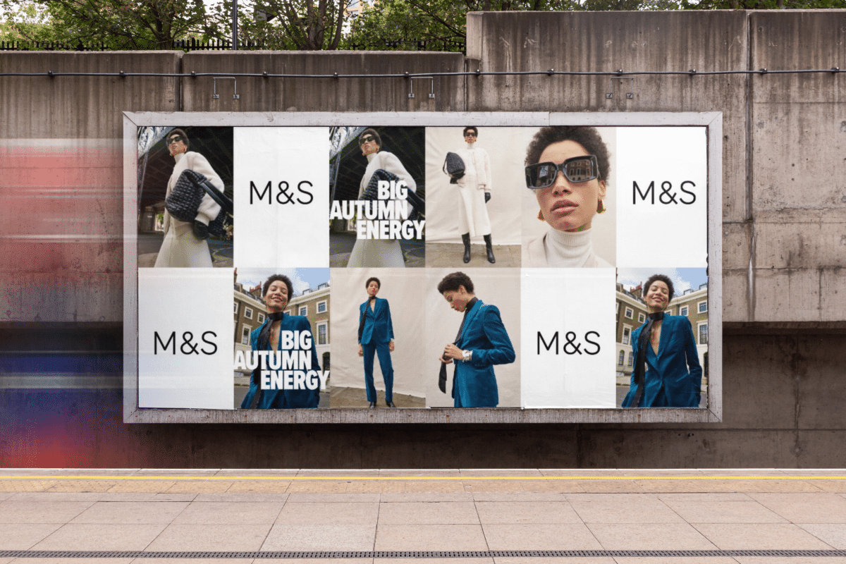 A billboard with M&S promotion for big autumn energy